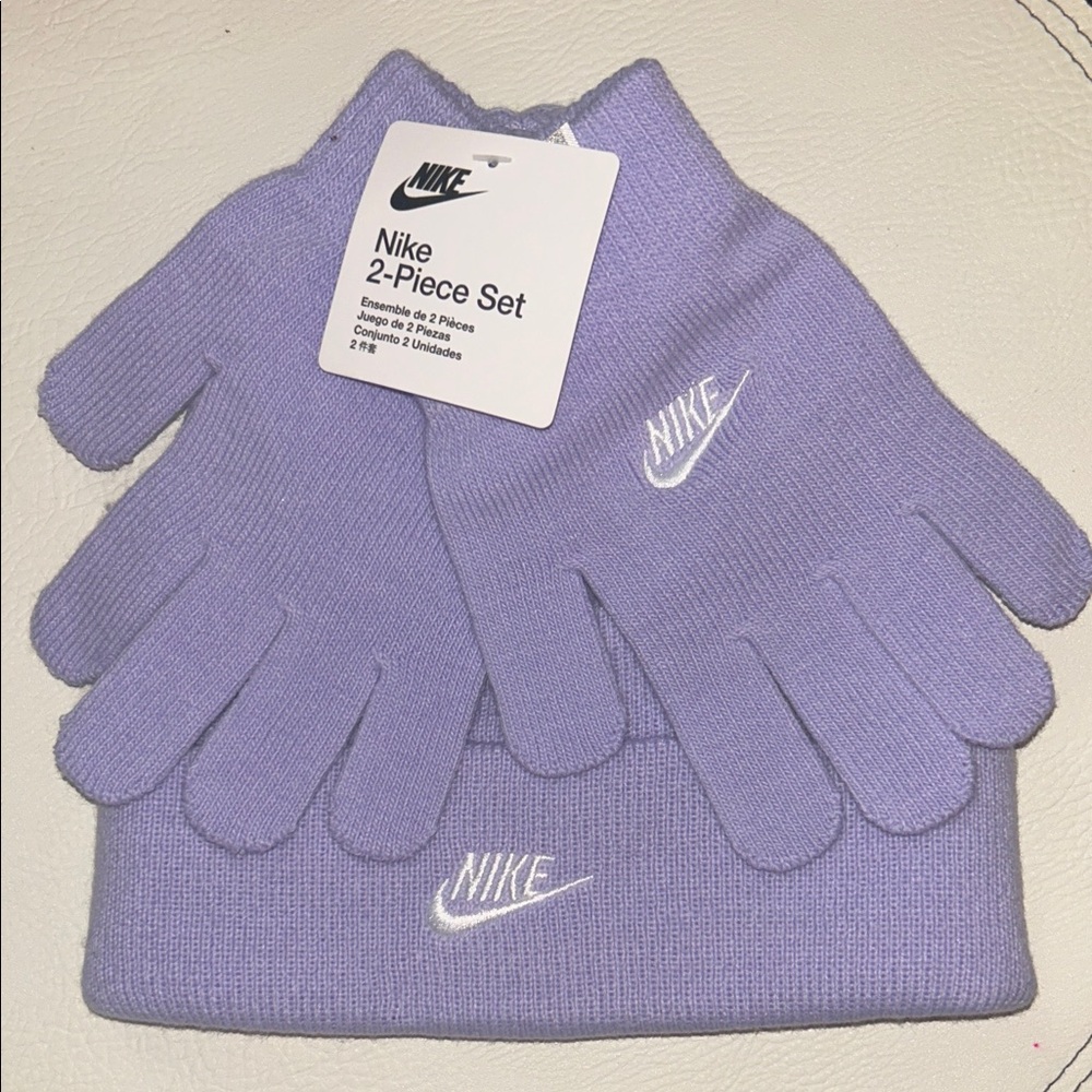Nike Kids Purple Hat and Glove Set